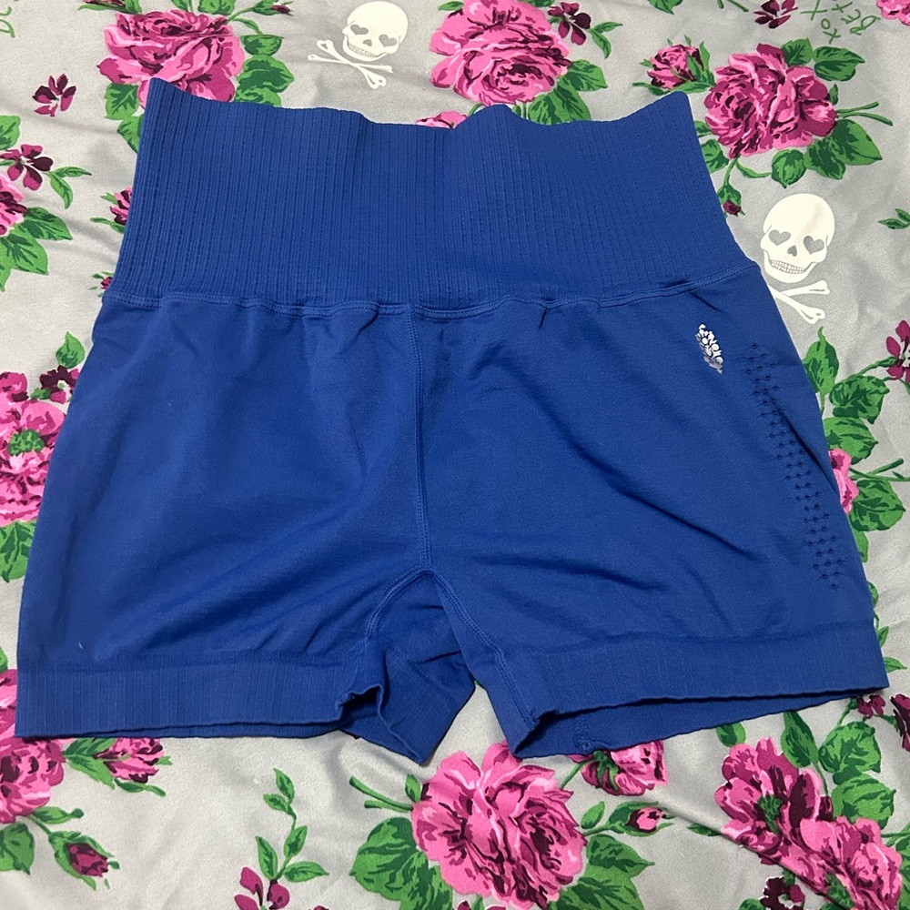 Free People High Waist Blue Athletic Shorts